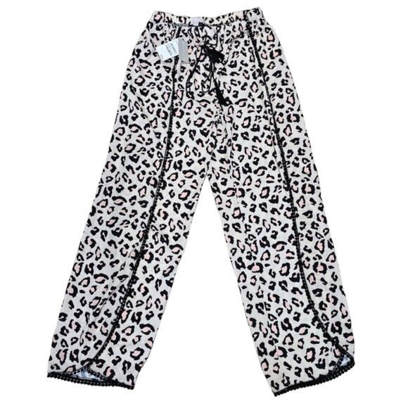 Chelsea 28 Ana Pants Womens XXS Smocked Split Leg Pants Leopard Animal Print - Picture 1 of 2